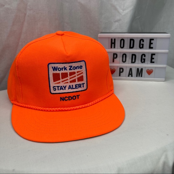 Work Zone Orange Stay Alert NCDOT Trucker Hat Cap - Picture 8 of 9